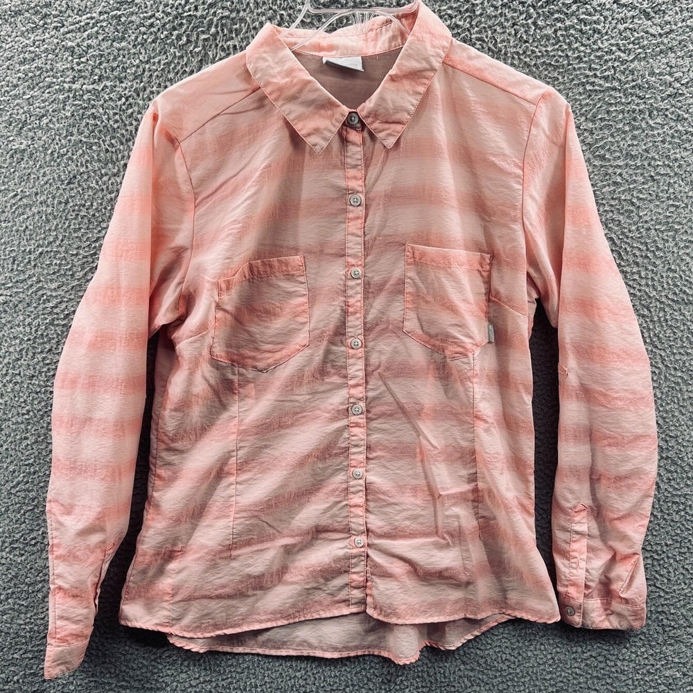 Columbia Womens Lightweight Fishing Button Shirt L Hiking Stripe Outdoor Pocket
